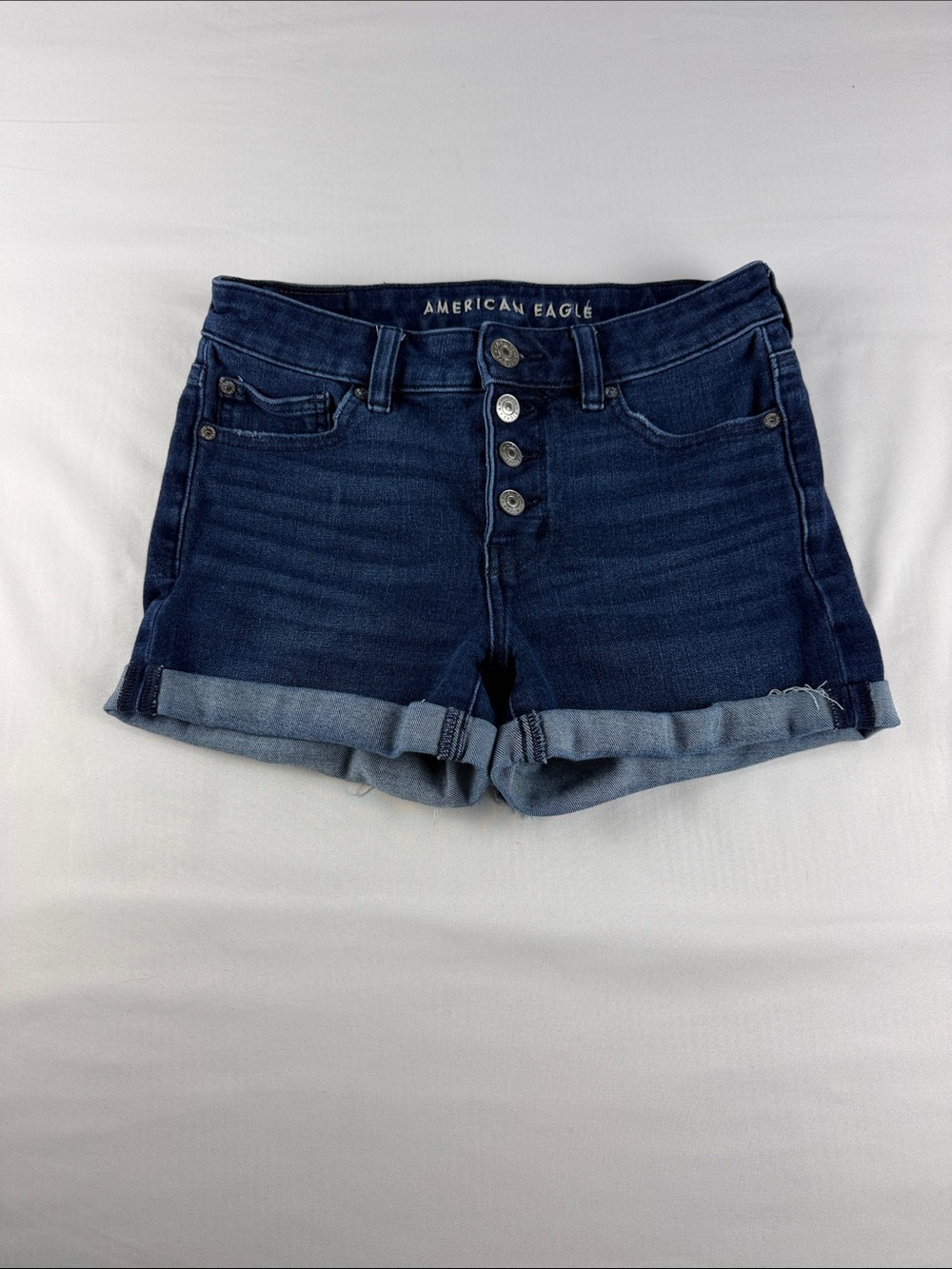 American Eagle Dream Short Button Fly Rolled Cuff Denim Shorts Size 4